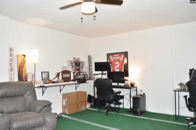 25 Elcock Cir, Irmo, SC 29063 - office area featuring carpet flooring and ceiling fan
