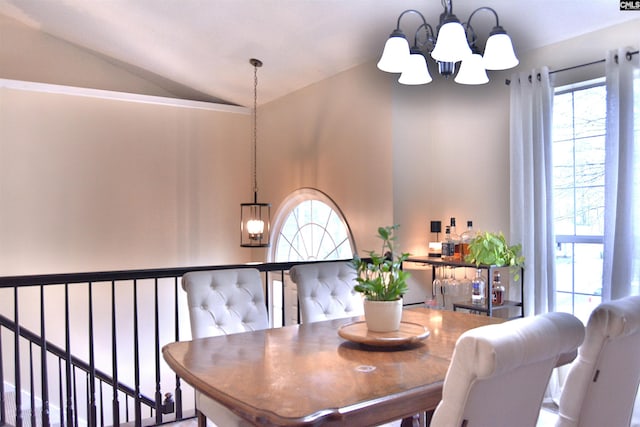 25 Elcock Cir, Irmo, SC 29063 - dining room with a chandelier and vaulted ceiling