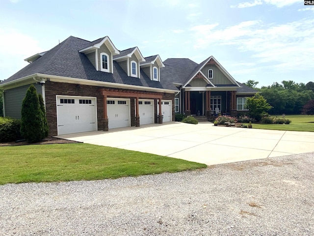 132 Systems Ln, Columbia, SC 29212 - view of front facade featuring a front lawn, an attached garage, concrete driveway, a porch, and roof with shingles