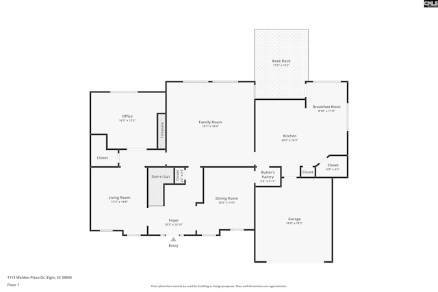 1113 Walden Place Dr, Elgin, SC 29045 - room layout