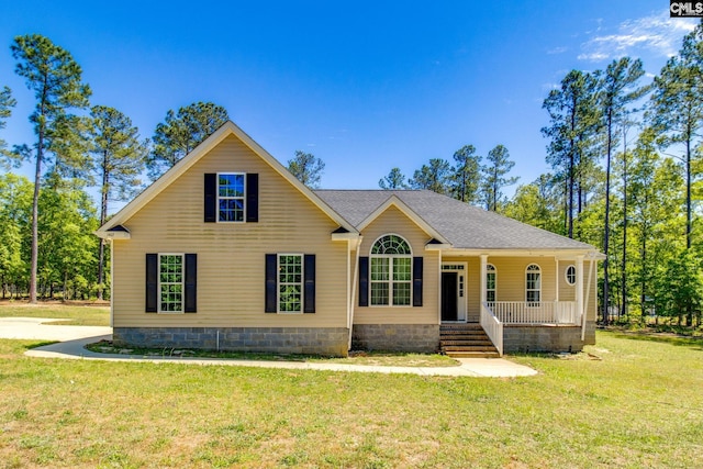 1467 Springvale Rd, Lugoff, SC 29078 - view of front of property featuring a porch, a front yard, and roof with shingles