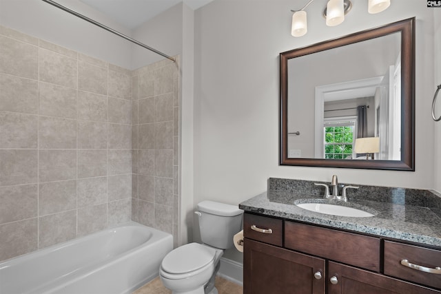 135 Bay Wren Rd, Blythewood, SC 29016 - bathroom with vanity, toilet, bathtub / shower combination, and baseboards