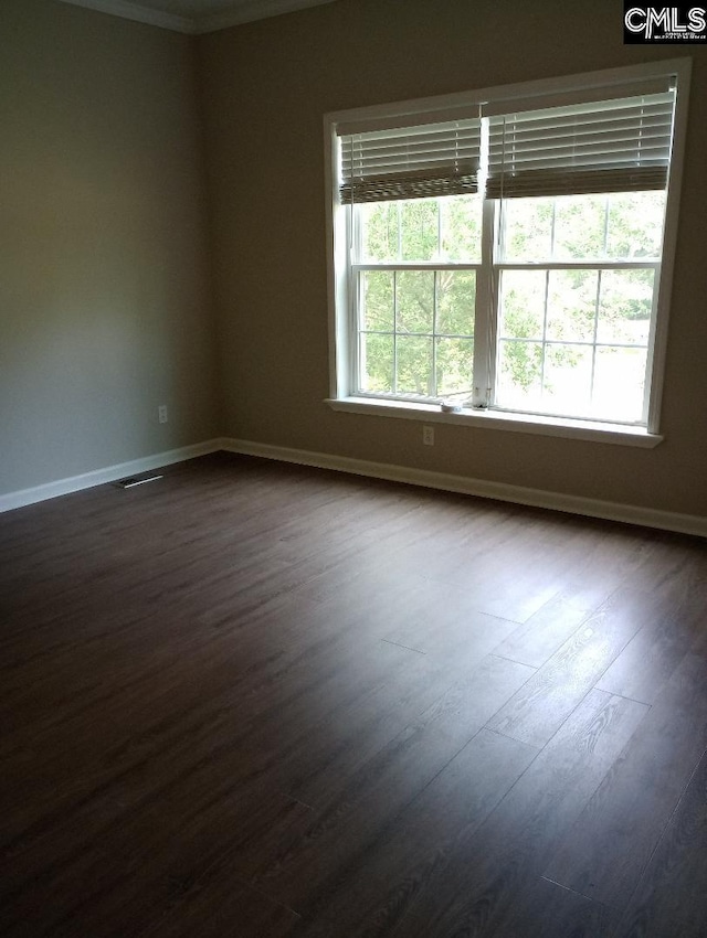1699 Green Hill Rd, Lugoff, SC 29078 - unfurnished room featuring dark wood-type flooring, baseboards, and ornamental molding