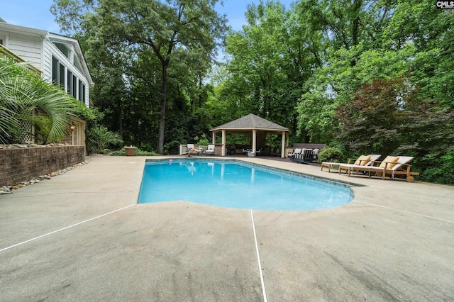 6148 Marthas Glen Rd, Columbia, SC 29209 - swimming pool featuring a gazebo, a patio, and view of scattered trees