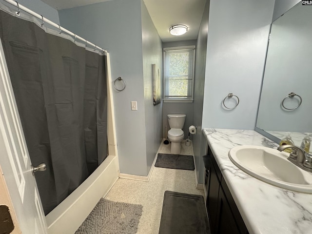 109 Cranewater Dr, Columbia, SC 29212 - bathroom with baseboards, vanity, toilet, and shower / bath combo