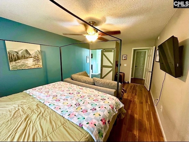 109 Cranewater Dr, Columbia, SC 29212 - bedroom with wood finished floors, a textured ceiling, ceiling fan, and baseboards