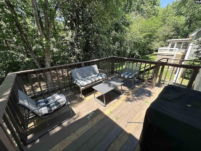 109 Cranewater Dr, Columbia, SC 29212 - wooden terrace with an outdoor living space and grilling area