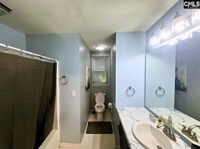 109 Cranewater Dr, Columbia, SC 29212 - full bath with vanity, toilet, shower / tub combo with curtain, and baseboards