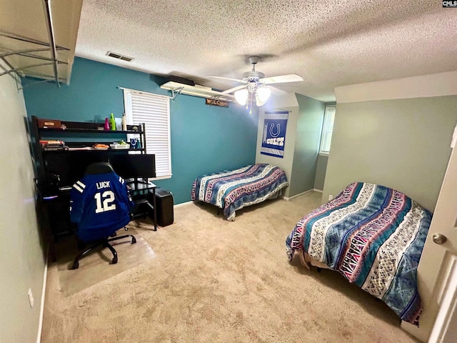 109 Cranewater Dr, Columbia, SC 29212 - carpeted bedroom featuring a ceiling fan, a textured ceiling, and baseboards