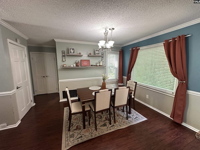 109 Cranewater Dr, Columbia, SC 29212 - dining room featuring a chandelier, wood finished floors, a textured ceiling, crown molding, and baseboards