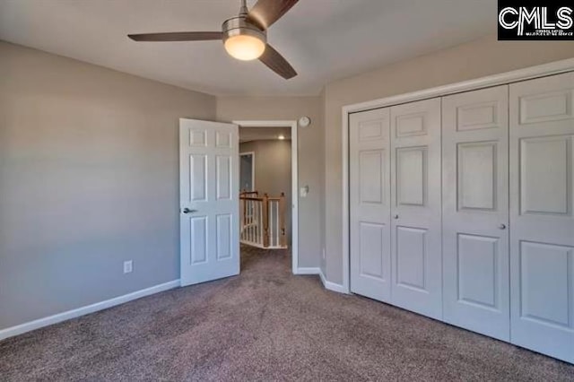 2 Alverston Ct, Irmo, SC 29063 - unfurnished bedroom featuring carpet, baseboards, a closet, and a ceiling fan