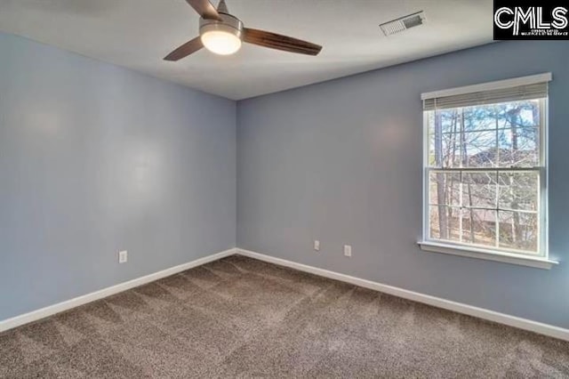2 Alverston Ct, Irmo, SC 29063 - empty room featuring dark carpet, ceiling fan, and baseboards