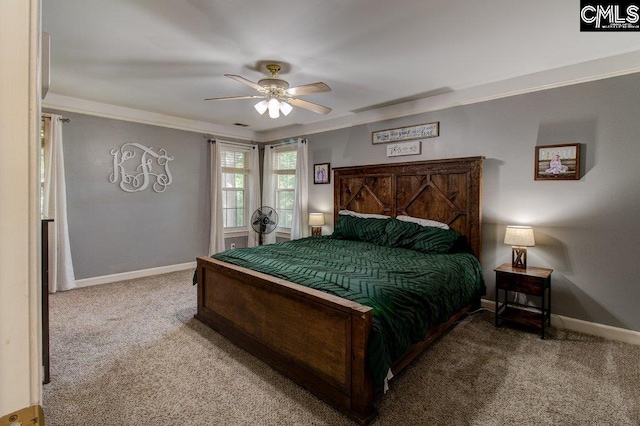 115 Chestnut Woods Ln, Columbia, SC 29212 - carpeted bedroom featuring baseboards, ceiling fan, and ornamental molding