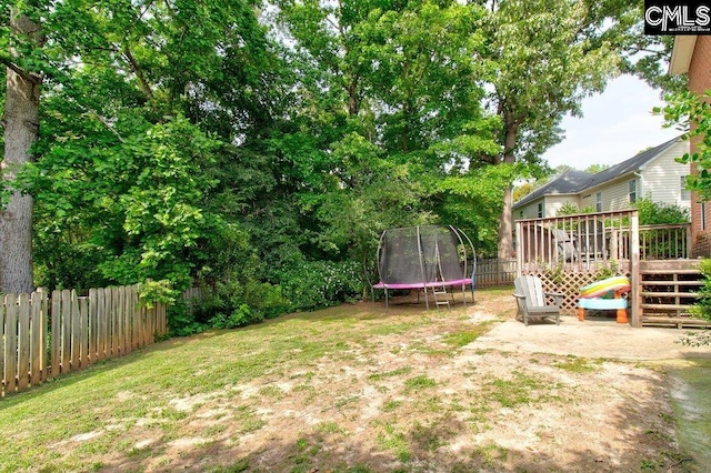 115 Chestnut Woods Ln, Columbia, SC 29212 - view of yard with a trampoline and a deck
