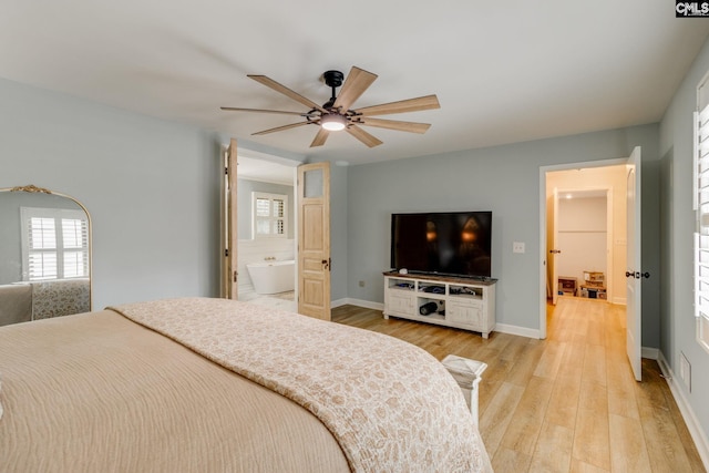 216 Jacobs Mill Pond Rd, Elgin, SC 29045 - bedroom featuring light wood-style flooring, baseboards, and ceiling fan