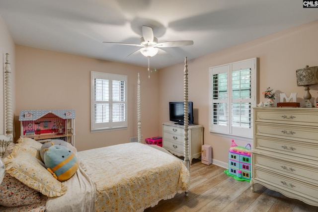 216 Jacobs Mill Pond Rd, Elgin, SC 29045 - bedroom featuring light wood-style floors, baseboards, and a ceiling fan