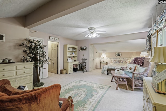 111 Rusty Barn Rd, Columbia, SC 29212 - living room with carpet flooring, a textured ceiling, and a ceiling fan
