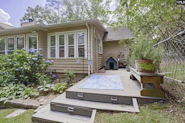 111 Rusty Barn Rd, Columbia, SC 29212 - view of side of home with a deck and a chimney