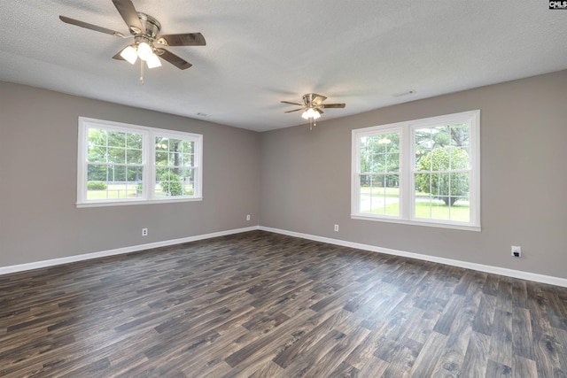 137 Wingate St, Darlington, SC 29532 - empty room with ceiling fan, dark wood finished floors, baseboards, and a textured ceiling