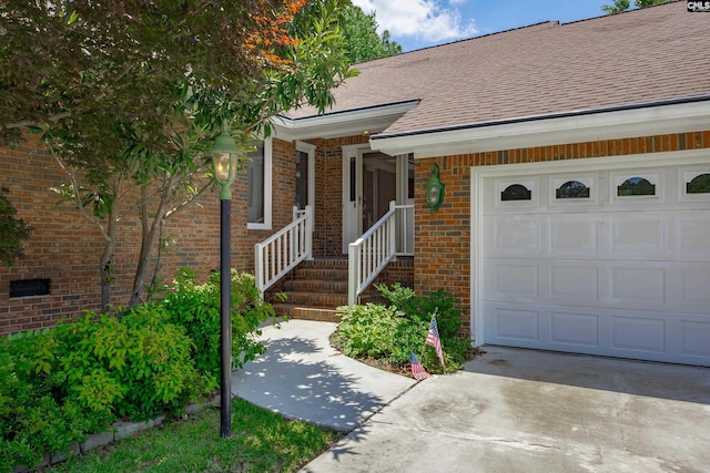 800 Wotan Rd, Columbia, SC 29229 - property entrance featuring brick siding, a shingled roof, a garage, and concrete driveway