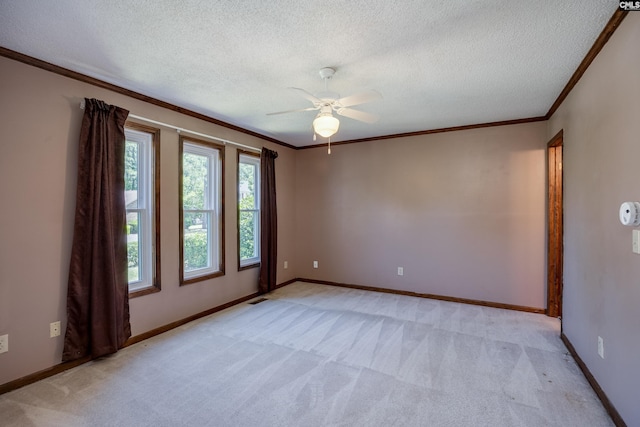 800 Wotan Rd, Columbia, SC 29229 - unfurnished room featuring crown molding, light colored carpet, a textured ceiling, ceiling fan, and baseboards