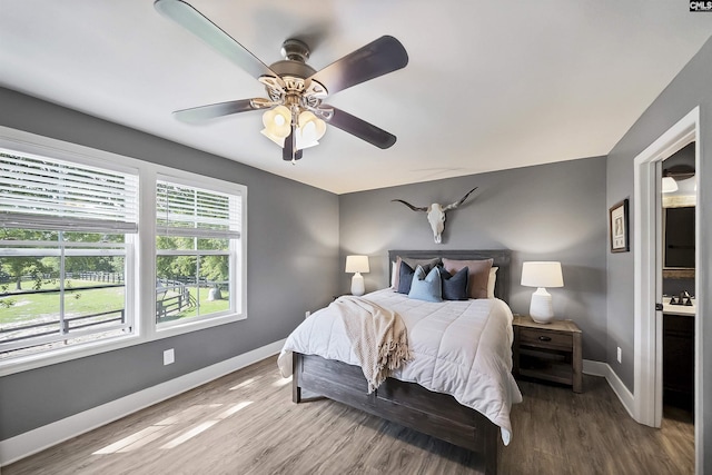 1122 Rawl Rd, Lexington, SC 29072 - bedroom with baseboards, wood finished floors, a ceiling fan, and a sink