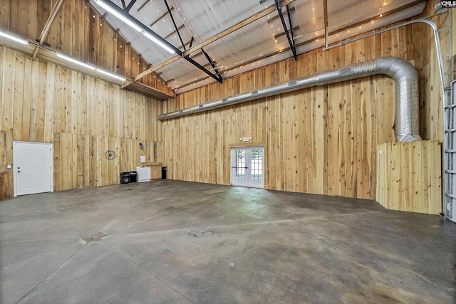 1122 Rawl Rd, Lexington, SC 29072 - garage with french doors and wooden walls