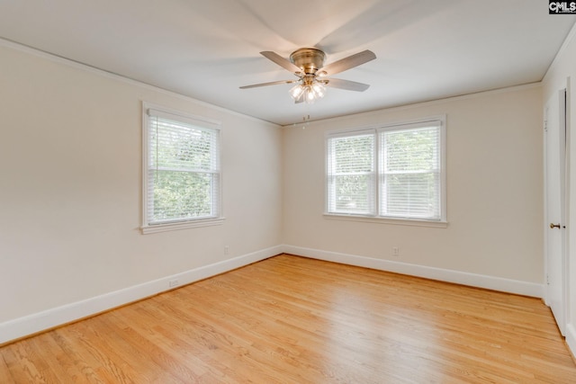 6319 Briarwood Rd, Columbia, SC 29206 - empty room featuring crown molding, baseboards, light wood-type flooring, and a ceiling fan