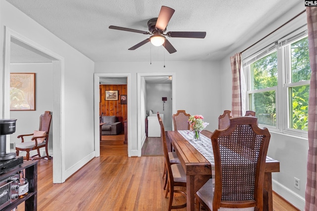 564 Rainbow Cir, West Columbia, SC 29170 - dining space featuring light wood-type flooring, a ceiling fan, baseboards, and a textured ceiling