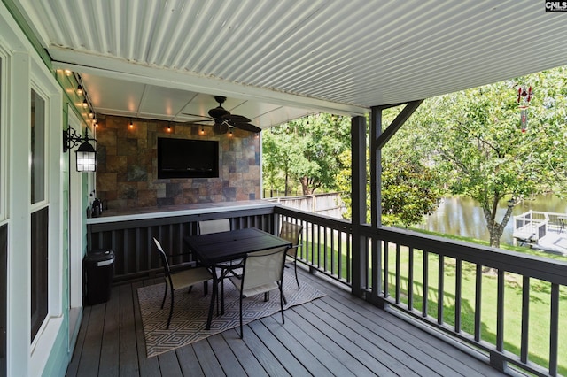 1130 Coatesdale Rd, Columbia, SC 29209 - deck featuring ceiling fan and outdoor dining area