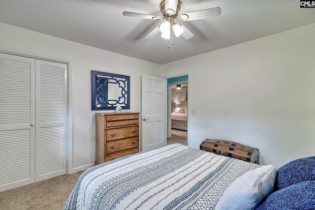 225 King Charles Rd, Columbia, SC 29209 - carpeted bedroom with a closet, ceiling fan, a textured ceiling, and baseboards