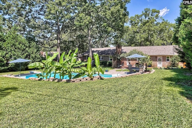225 King Charles Rd, Columbia, SC 29209 - view of grassy yard with an outdoor pool and a patio area