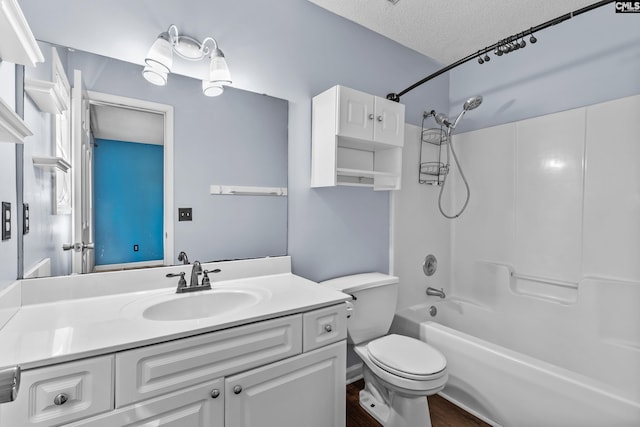 140 Whispering Glen Cir, West Columbia, SC 29170 - bathroom with toilet, vanity, shower / washtub combination, a textured ceiling, and wood finished floors
