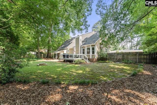 6304 Christie Rd, Columbia, SC 29209 - back of house featuring a deck, a chimney, and roof with shingles