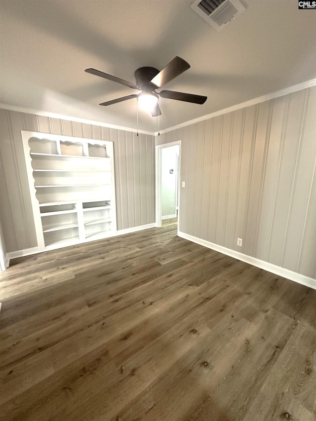 227 Flora Dr, Columbia, SC 29223 - empty room featuring crown molding, ceiling fan, wood finished floors, and baseboards
