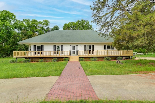 1091 Nick Watts Rd, Lugoff, SC 29078 - view of front of property with a front yard and a deck