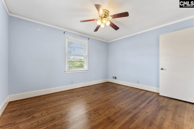 200 Shady Ln, Cayce, SC 29033 - unfurnished room featuring wood finished floors, a ceiling fan, ornamental molding, and baseboards
