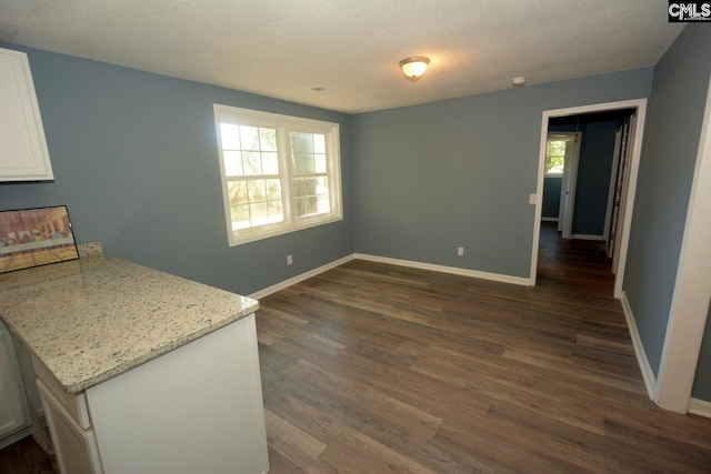 4257 Donavan Dr, Columbia, SC 29210 - unfurnished dining area with dark wood-type flooring, baseboards, and a textured ceiling