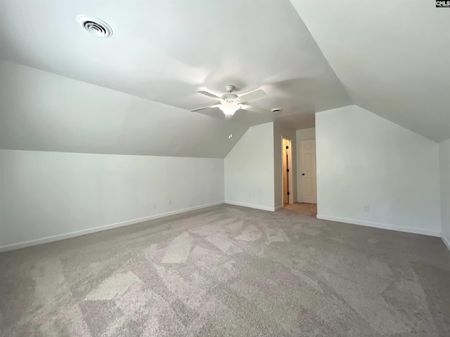 117 Fire Thorn Ln, Columbia, SC 29223 - additional living space featuring carpet floors, vaulted ceiling, a ceiling fan, and baseboards