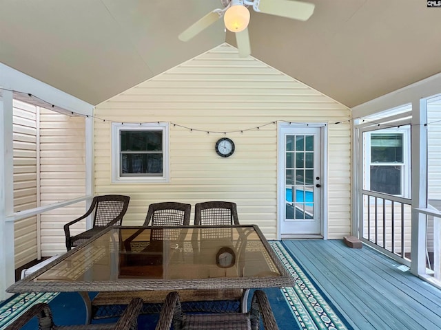 117 Fire Thorn Ln, Columbia, SC 29223 - sunroom / solarium with lofted ceiling, a ceiling fan, and outdoor dining space