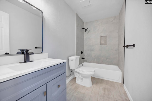 3509 Baywater Dr, Columbia, SC 29209 - full bath with vanity, toilet, wood finished floors, baseboards, and shower / washtub combination