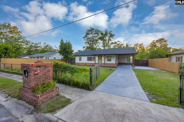 3509 Baywater Dr, Columbia, SC 29209 - view of front of home with driveway, a carport, a porch, and a gate
