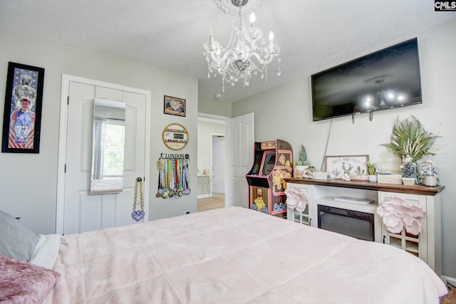 113 Dutch Oaks Dr, Irmo, SC 29063 - bedroom with a chandelier and a textured ceiling