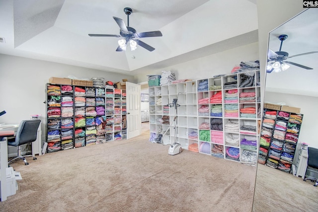 113 Dutch Oaks Dr, Irmo, SC 29063 - carpeted office with a ceiling fan and a tray ceiling