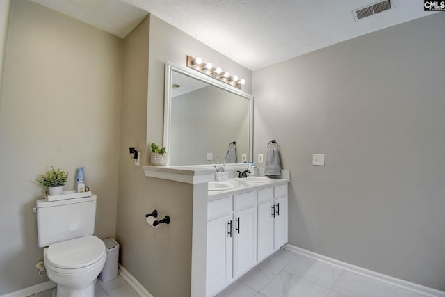 113 Dutch Oaks Dr, Irmo, SC 29063 - bathroom with toilet, double vanity, baseboards, and marble finish flooring