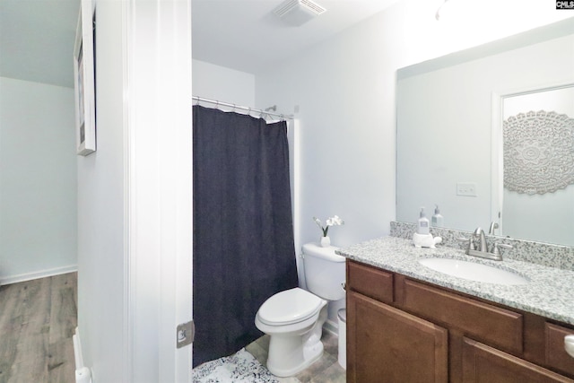 542 Pineberry Ct, West Columbia, SC 29170 - full bath with vanity, toilet, wood finished floors, and curtained shower
