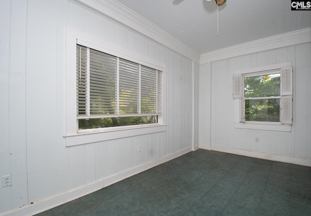 111 Southwood Dr, Columbia, SC 29205 - empty room featuring crown molding, baseboards, and ceiling fan