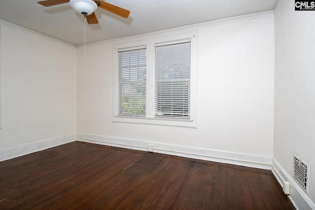111 Southwood Dr, Columbia, SC 29205 - unfurnished room featuring dark wood finished floors, baseboards, a ceiling fan, and ornamental molding