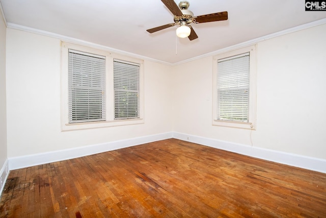 111 Southwood Dr, Columbia, SC 29205 - empty room with baseboards, ornamental molding, wood finished floors, and ceiling fan