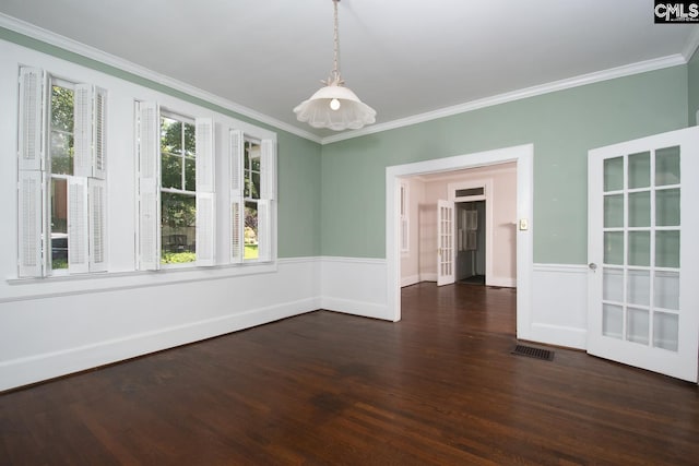 111 Southwood Dr, Columbia, SC 29205 - spare room with dark wood-style flooring, ornamental molding, and wainscoting